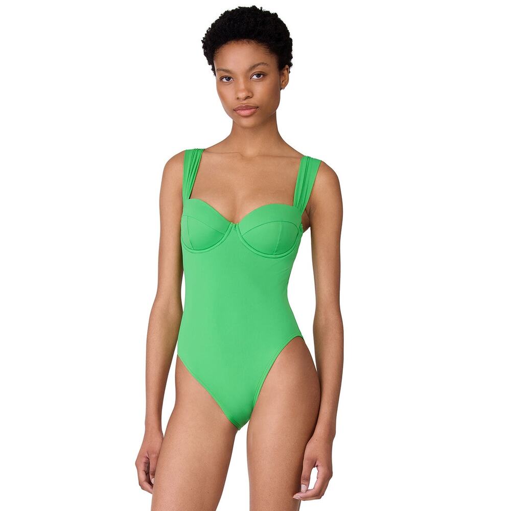 NWT Kate Spade Solid Shirred One Piece Swimsuit, Size S